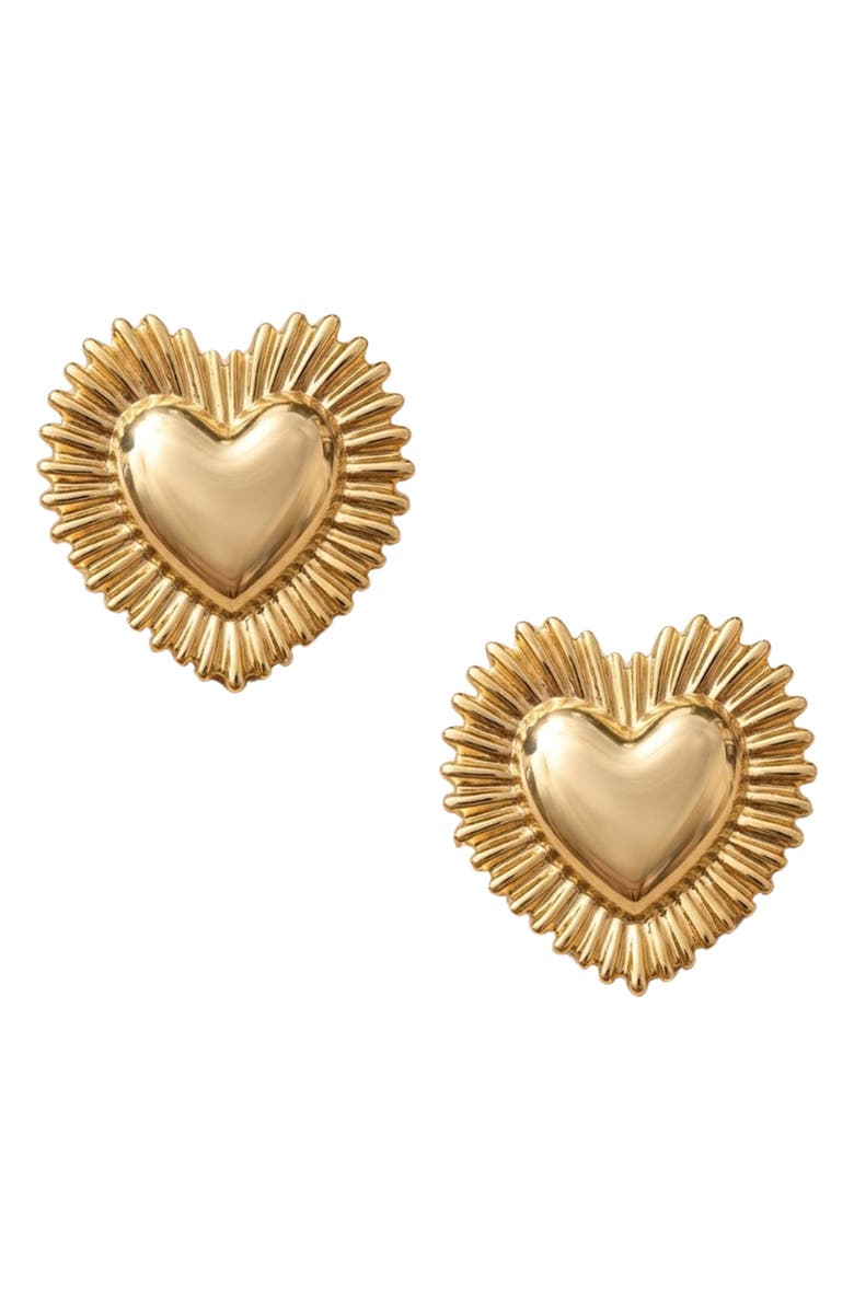 IMBER Oversize Puffy Heart Statement Earrings, Alternate, color, Gold