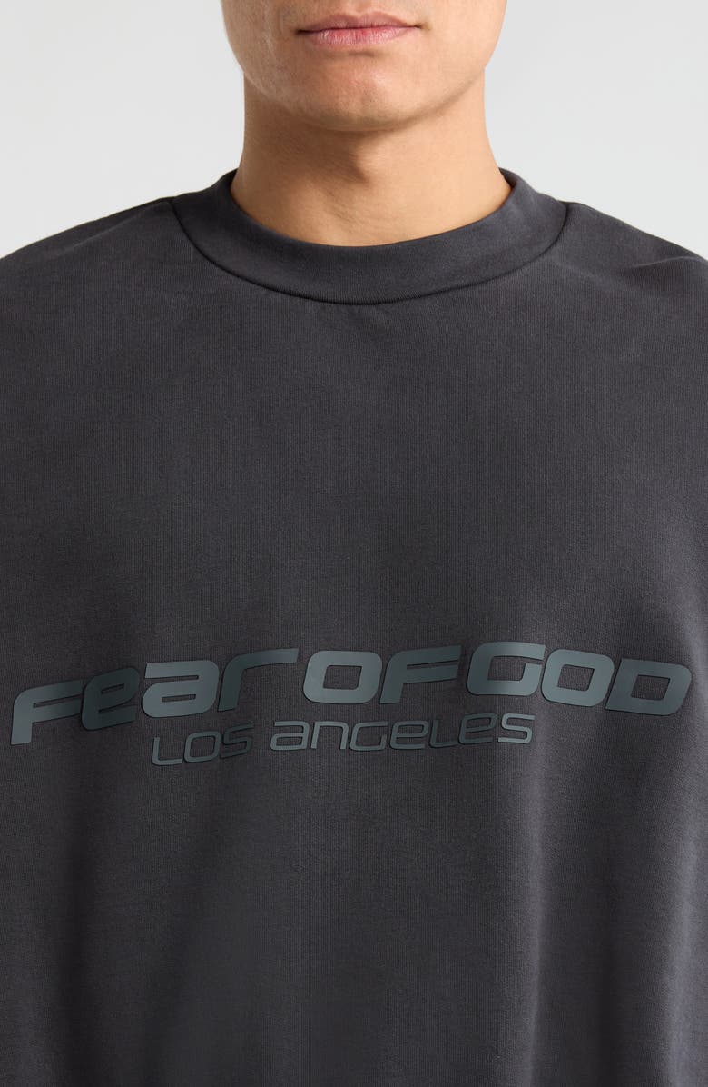 Fear of God Essentials Logo Graphic Relaxed Fit Crop Sweatshirt, Alternate, color, Vintage Black