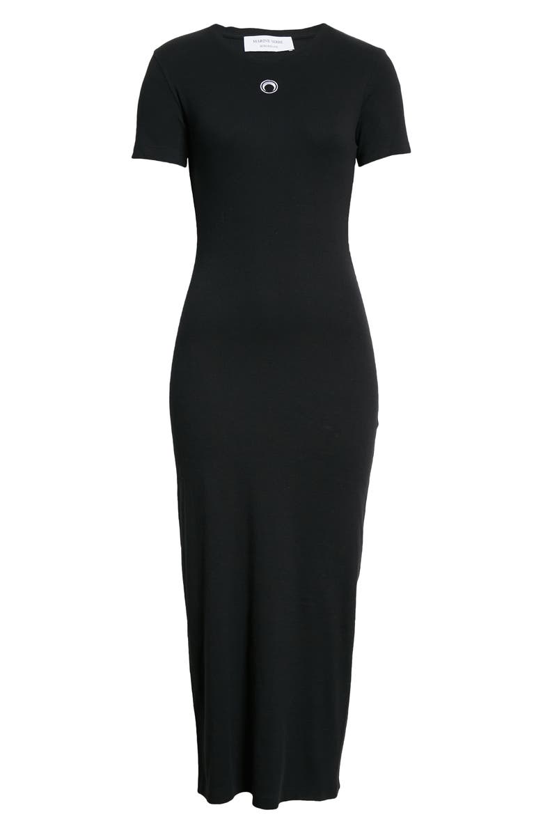 Marine Serre Stretch Organic Cotton Rib Midi Dress, Alternate, color,