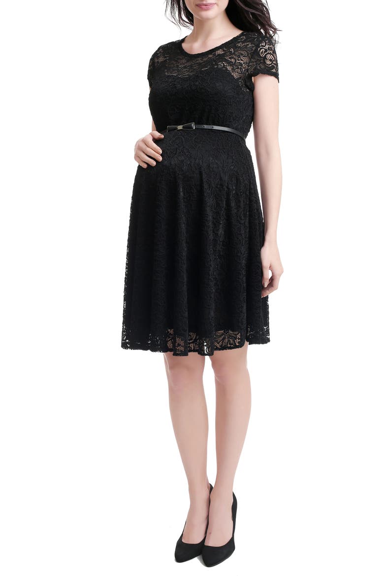 Lace Maternity Skater Dress, Alternate, color, BLACK