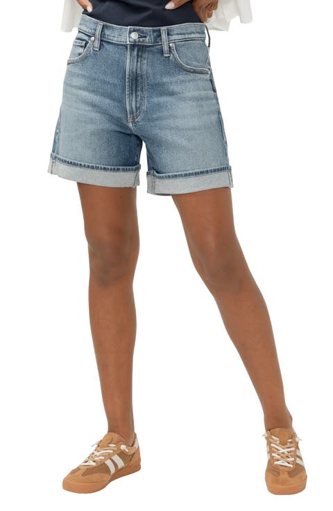 Be Easy High Waist Mid Thigh Denim Shorts (Ambient)