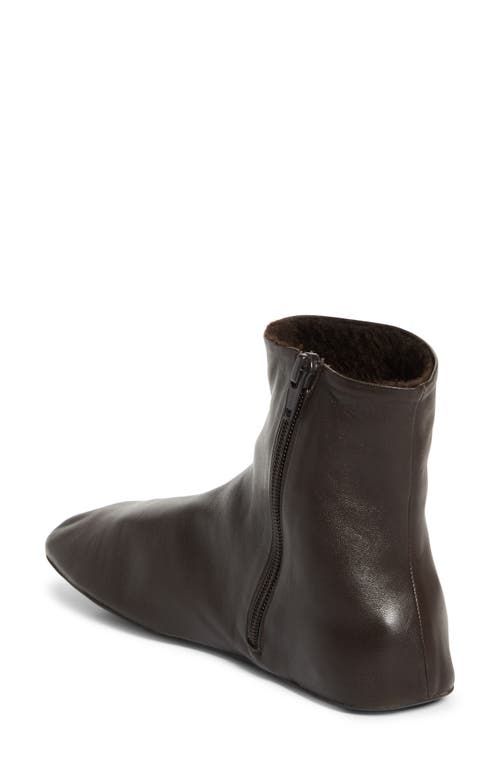 The Row Leather Ankle Boots Lined With Soft Shearling In Burgundy