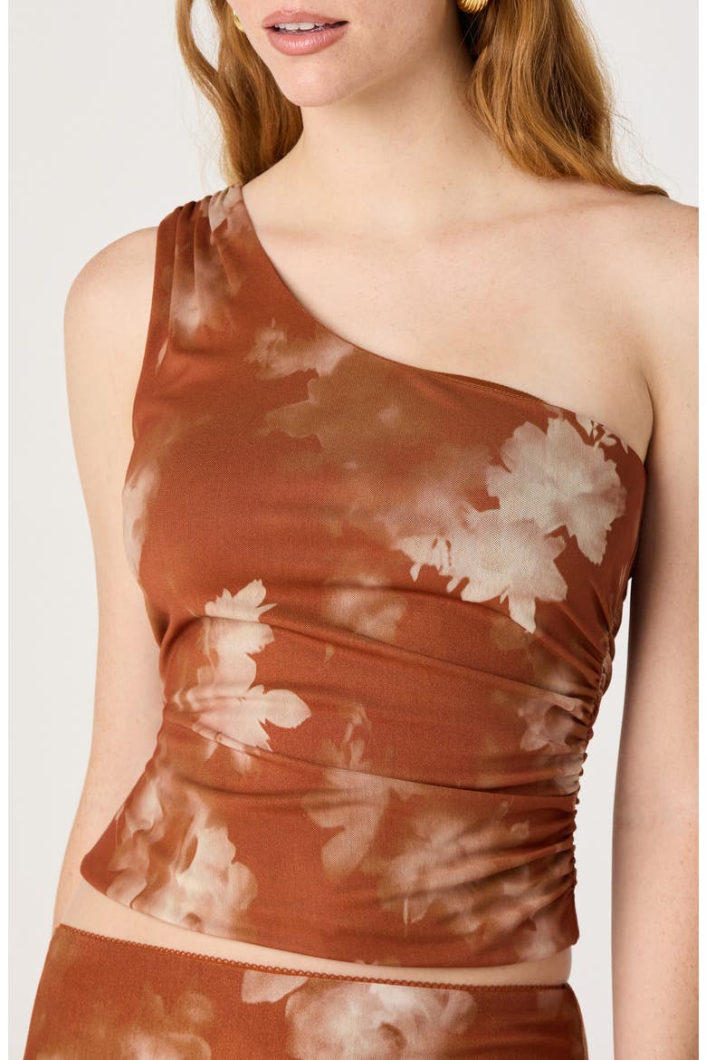 Adalee One-Shoulder Top, Alternate, color, BROWN FLORAL