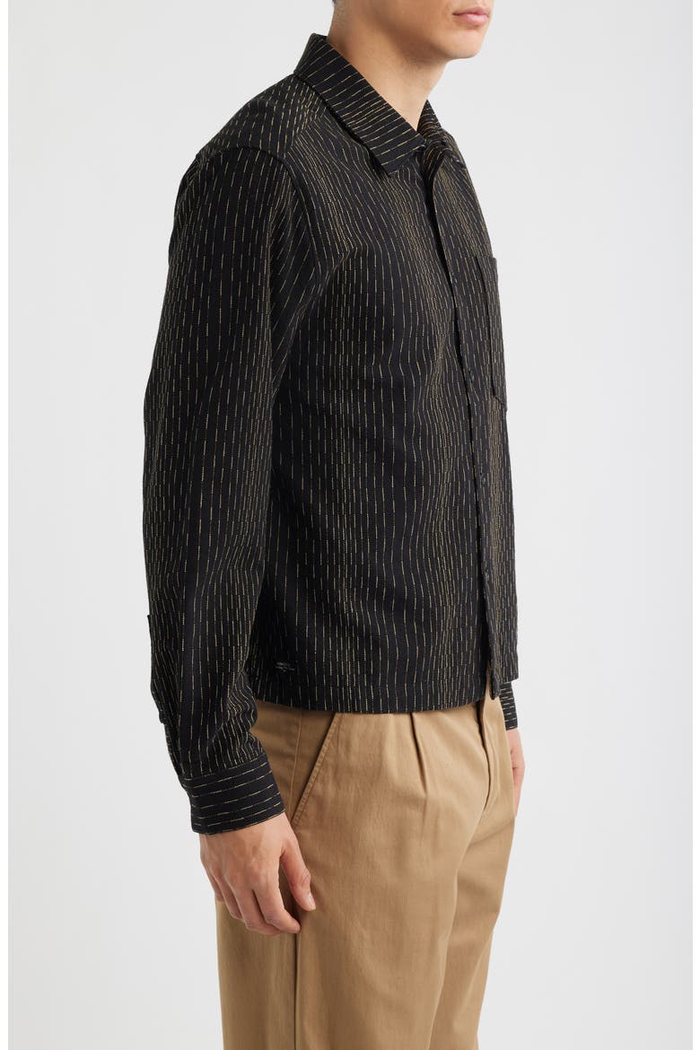Leland Stripe Boxy Button-Up Shirt, Alternate, color, BLACK