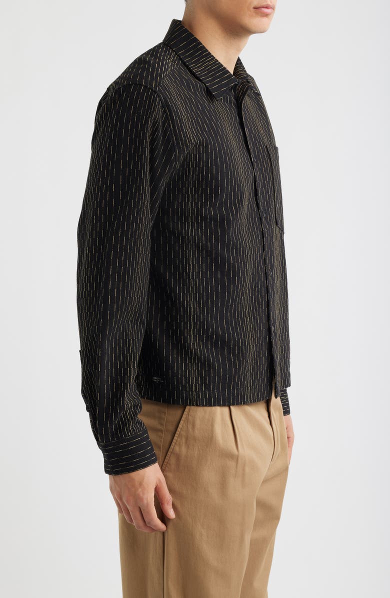 Percival Leland Stripe Boxy Button-Up Shirt, Alternate, color, Black