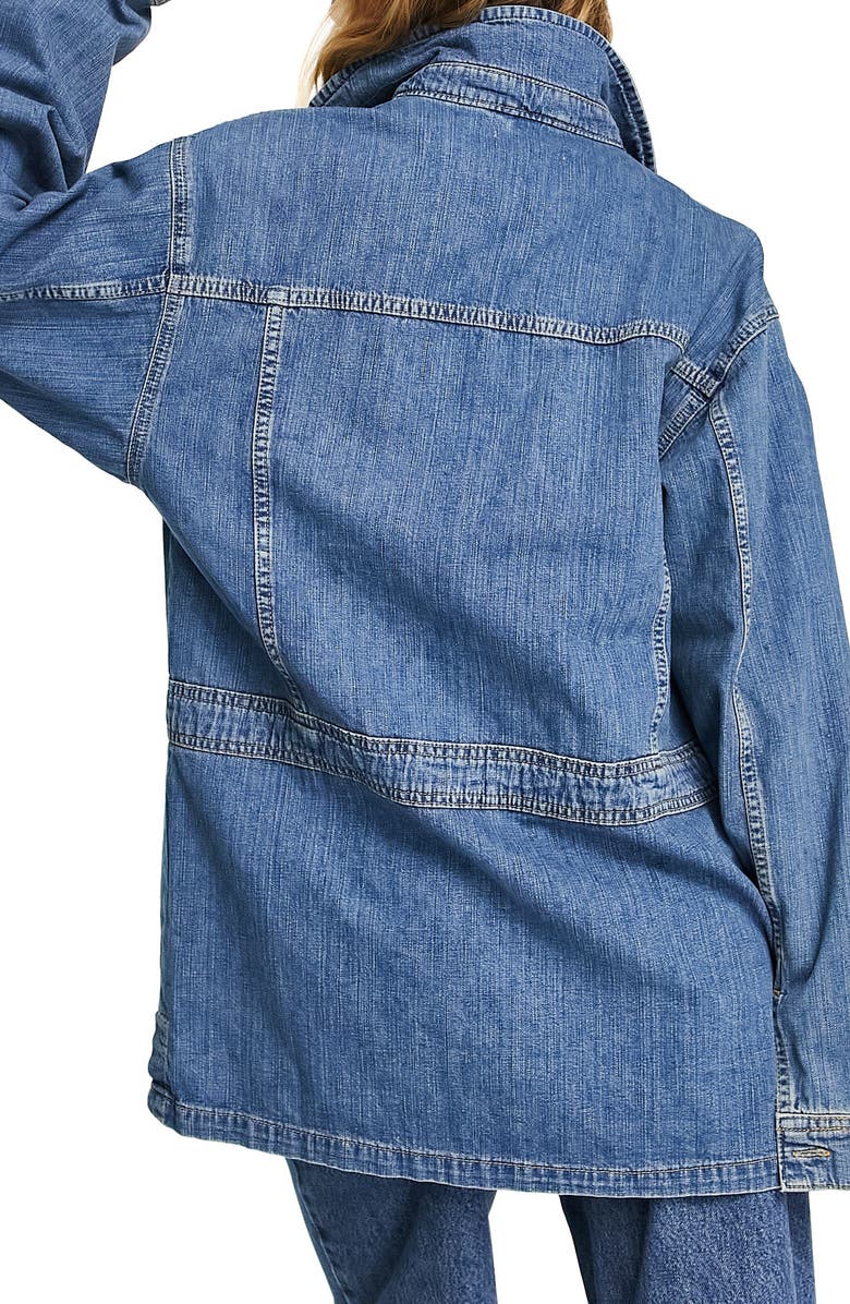 Topshop '70s Oversize Denim Jacket, Alternate, color, 