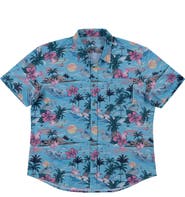 BURNSIDE Premier Tropical Print Short Sleeve Button Up Shirt