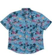 BURNSIDE Premier Tropical Print Short Sleeve Button Up Shirt