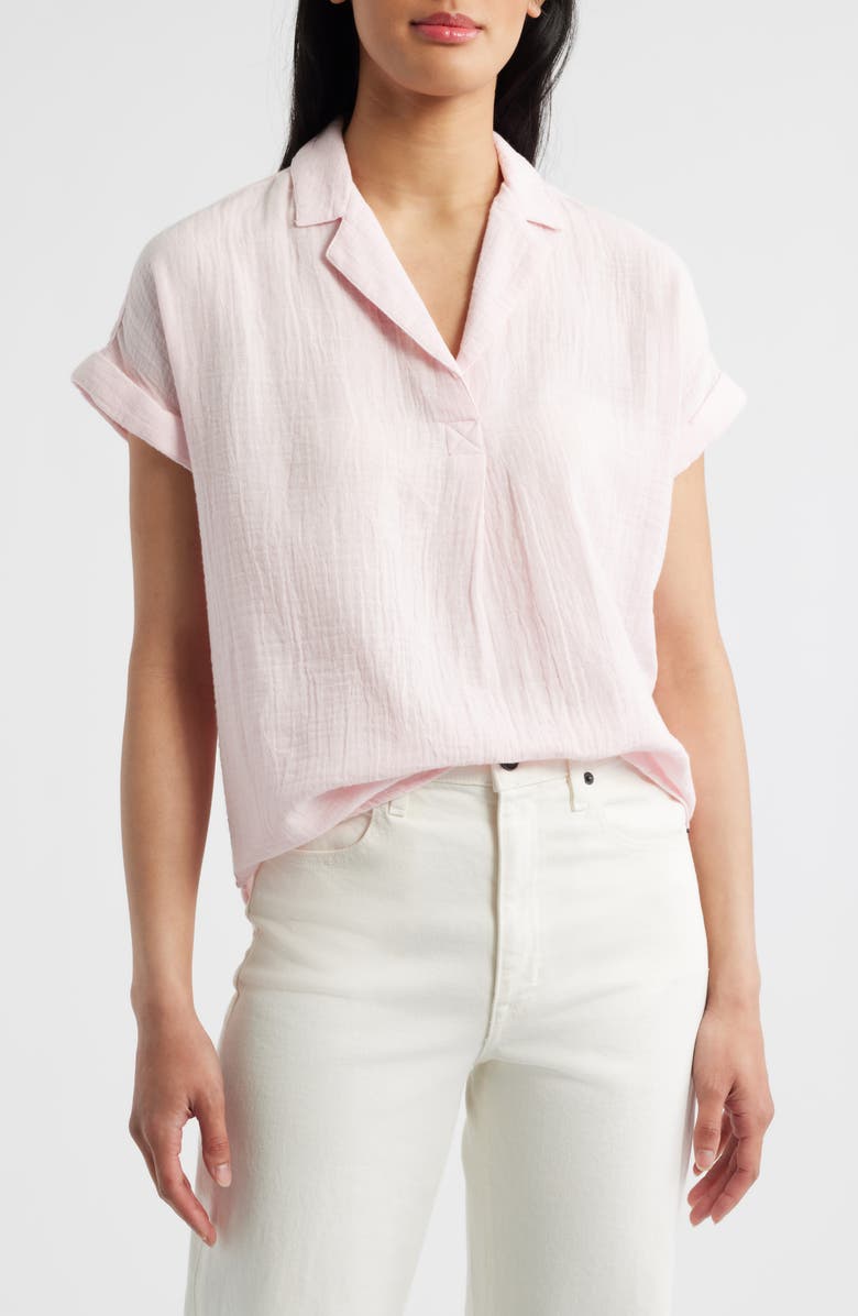 beachlunchlounge London Cotton Gauze Popover Top, Main, color, Pale Pink