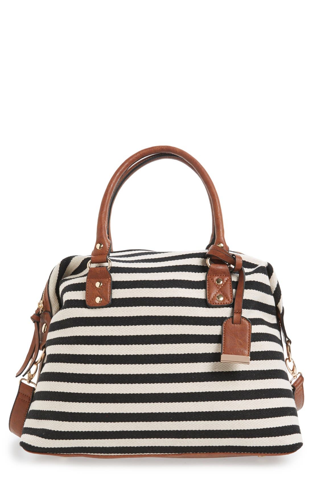 Sole Society 'Leighton' Stripe Duffel Bag, Main, color, 