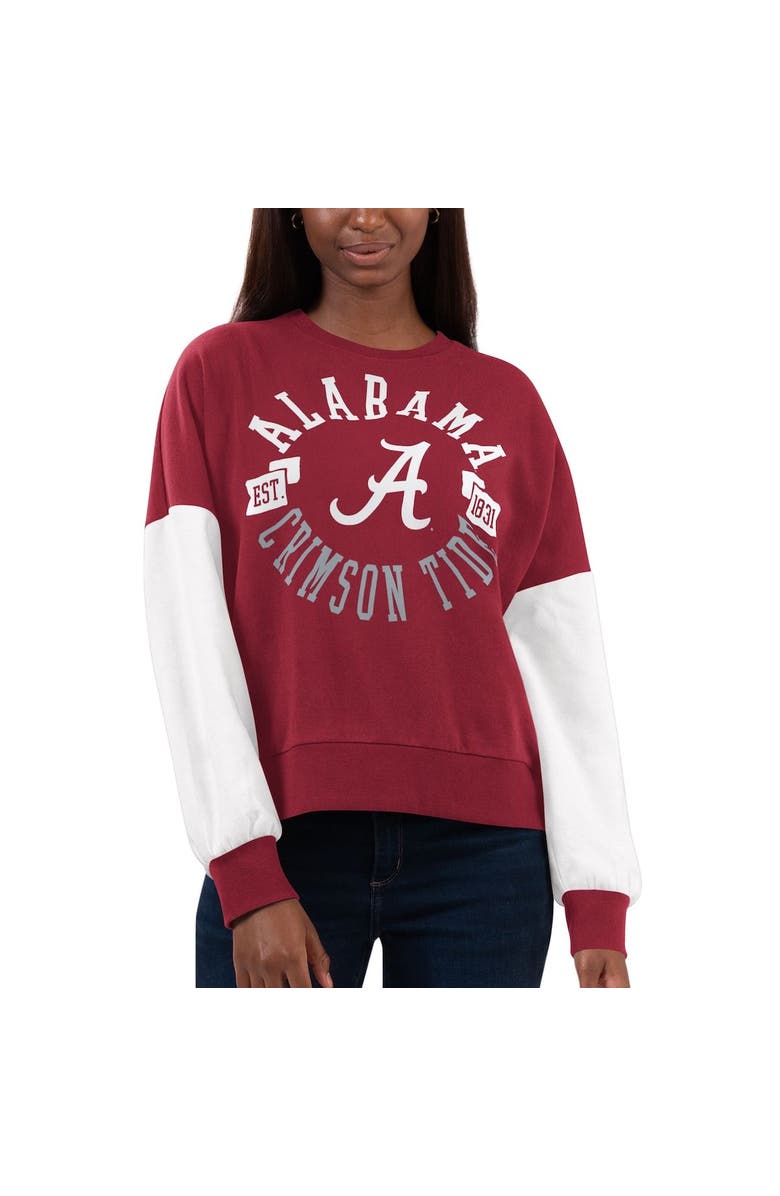 G-III 4HER BY CARL BANKS Women's G-III 4Her by Carl Banks Crimson/White Alabama Crimson Tide Team Pride Colorblock Pullover Sweatshirt, Main, color, Crimson