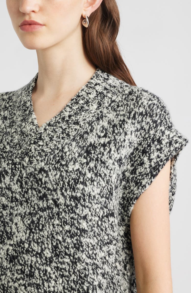 Nordstrom Merino Wool Blend V-Neck Sweater Vest, Alternate, color, Black Ivory Marl