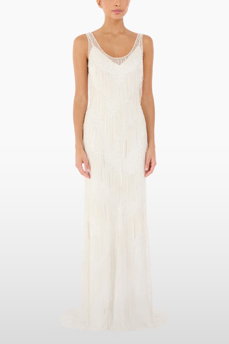Symphonie Fringed Dress, Alternate, color, Ivory