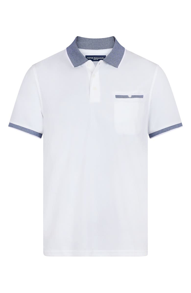 Victor Emmanuel Tipped Knit Polo, Alternate, color, White