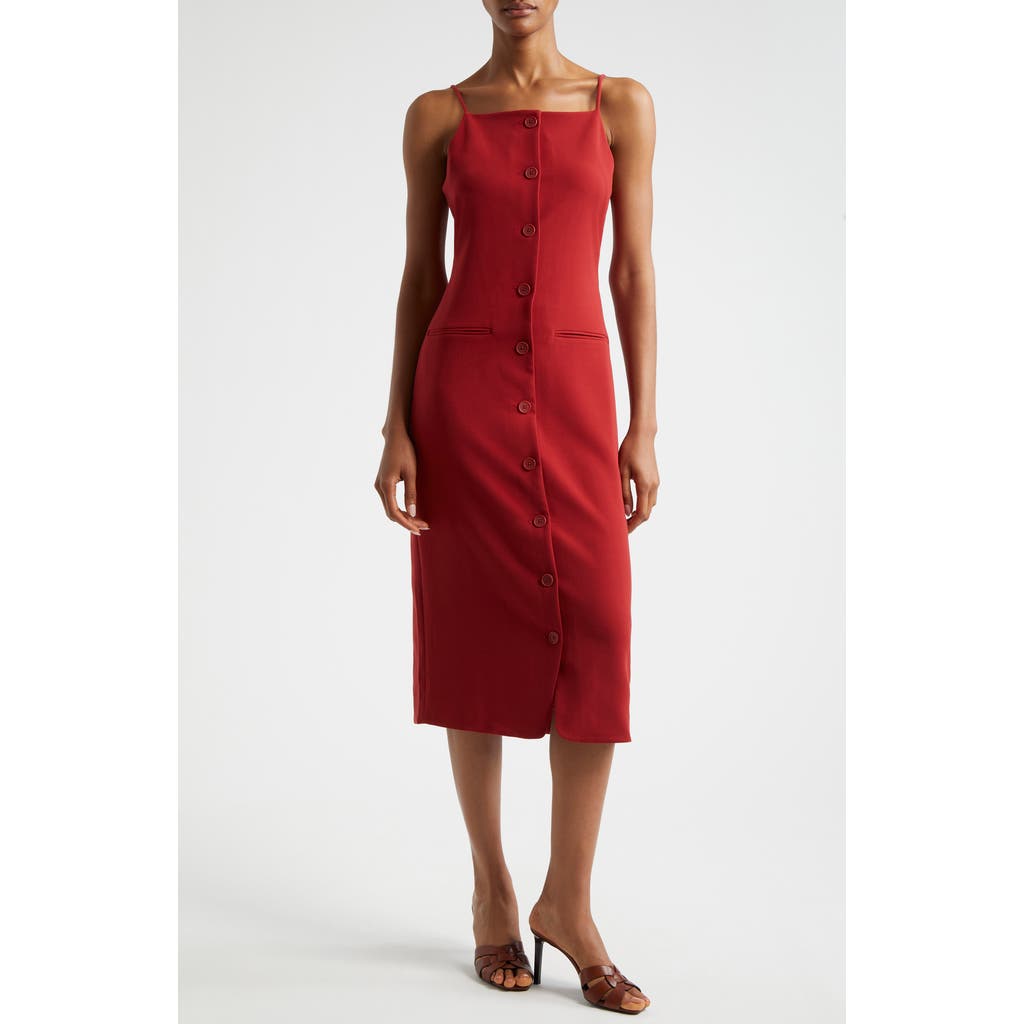 Staud Una Tailored Midi Dress In Rouge