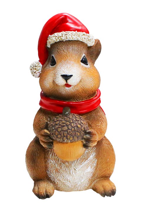 Charming Chipmunk With Santa Hat Figurine