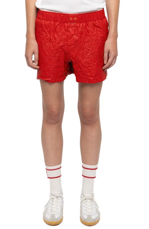 Pax Crumpled Leather Shorts