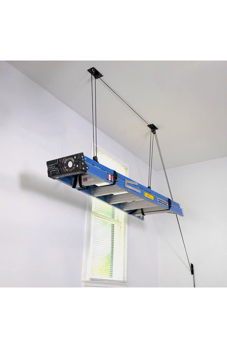 StoreYour Ladder Hoist -Holds up to 150 lbs -Up to 14' Lift, Main, color, Black