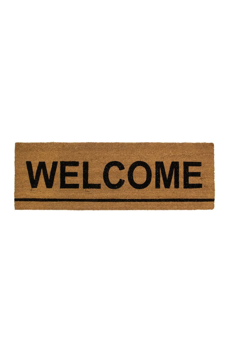 Northlight Natural Coir Outdoor Rectangular "Welcome" Doormat 16" x 48", Main, color, Brown