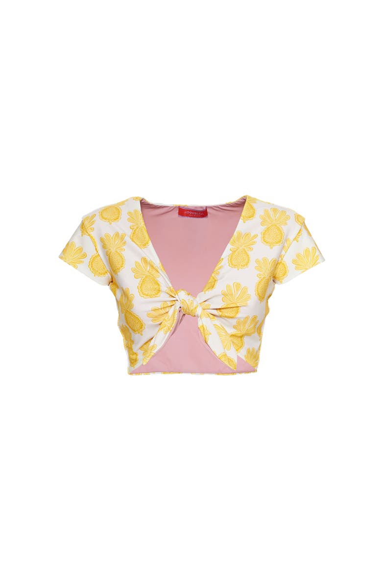 Bardot Top Pineapple Sunflower White, Alternate, color, Pineapple Sunflower White