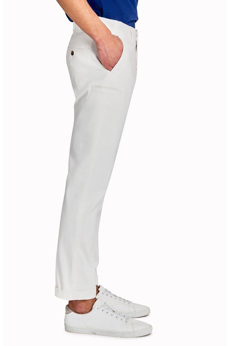 Slim Fit Solid Cotton Stretch Flat Front Pants, Alternate, color, WHITE
