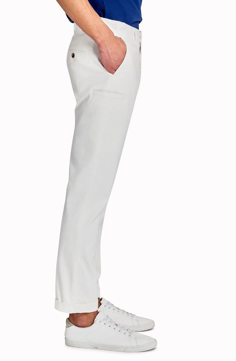 CONSTRUCT Slim Fit Solid Cotton Stretch Flat Front Pants, Alternate, color, White