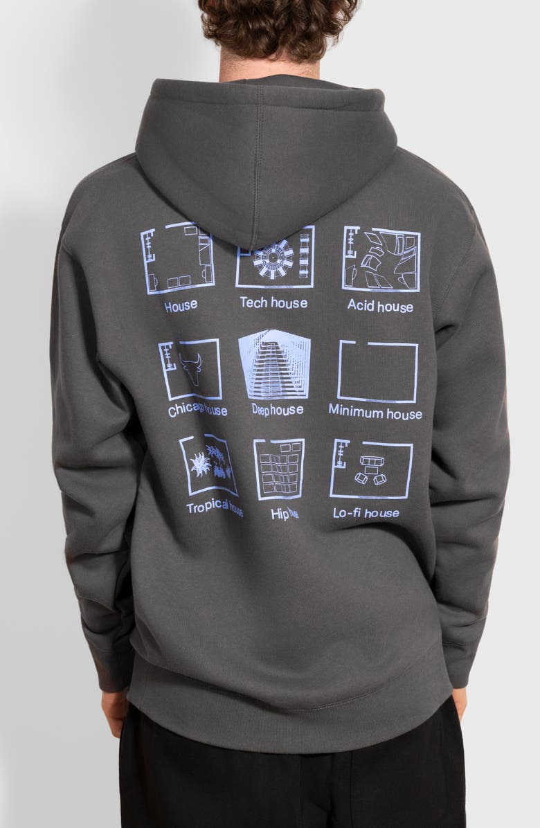 PLEASURES House Blend Graphic Hoodie, Alternate, color, Charcoal