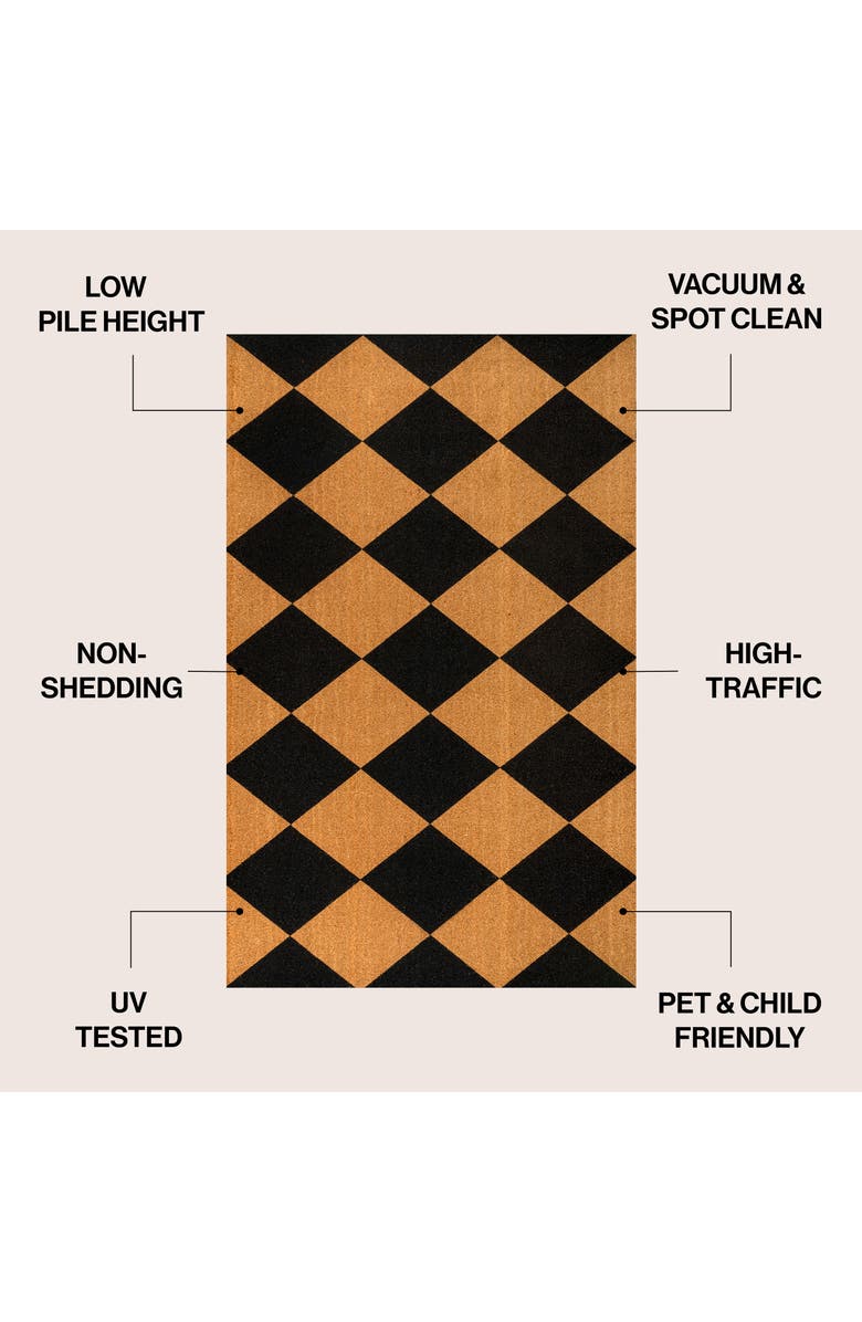 JONATHAN Y Peater Classic Casual Commerical Natural Coir Mat Indoor/Outdoor, Alternate, color, Natural Black Geo