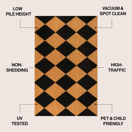 Jonathan Y Peater Classic Casual Commerical Natural Coir Mat Indoor/outdoor In Black