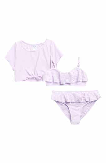Angel Beach Kids' Rashguard Top, Bikini Top & Bottoms Set