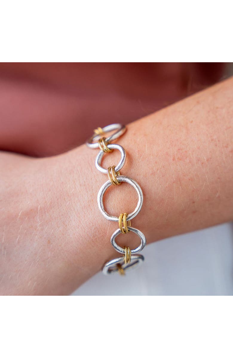 Loni Paul Jewelry Mixed Metal Sculpted Circle Bracelet, Alternate, color, Silver