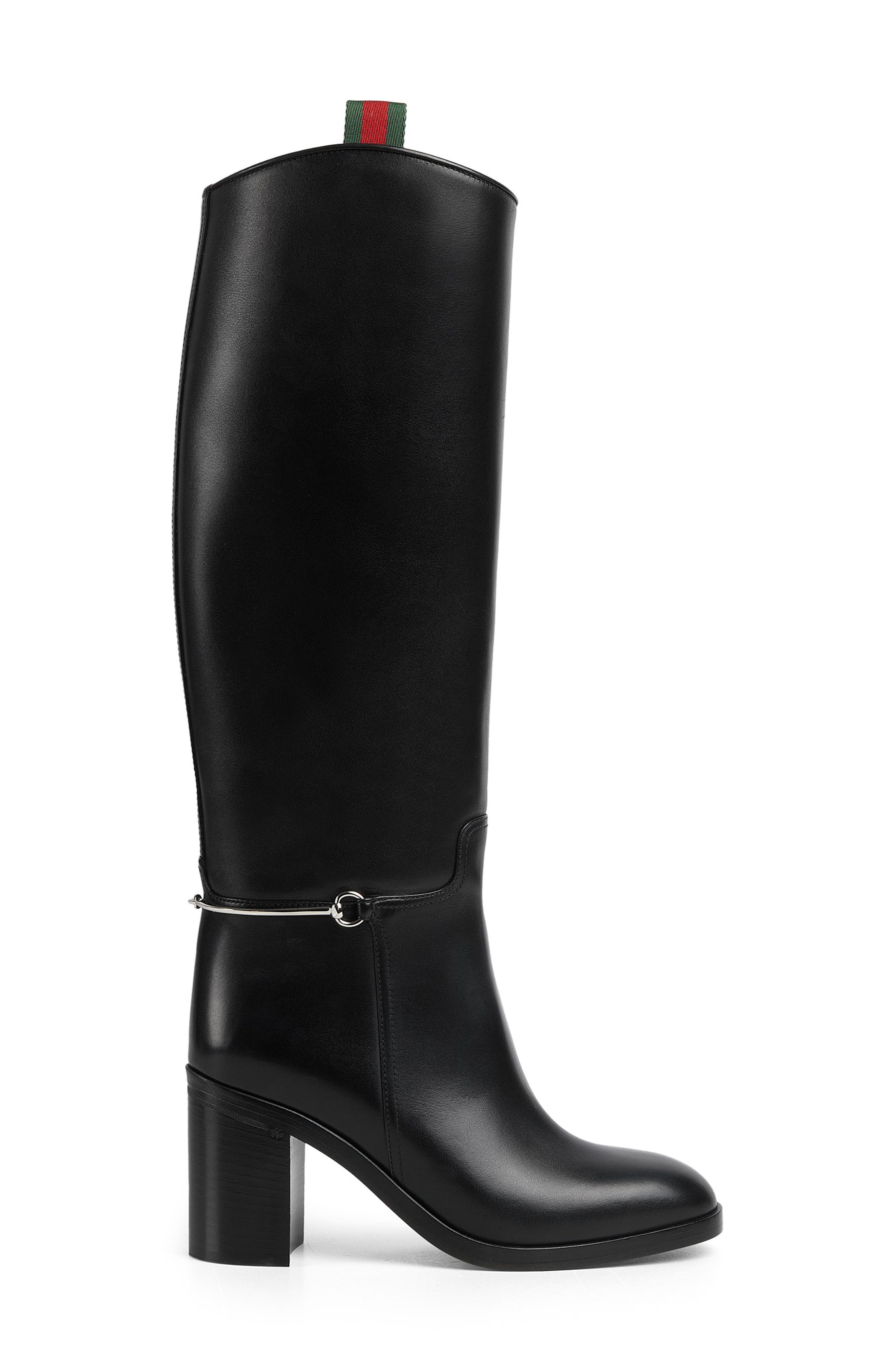 Gucci Horsebit Knee High Boot, Alternate, color, Black