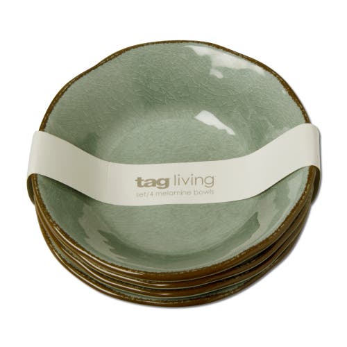 Tag Veranda Melamine Bowls Set Of 4 Slate Blue Dining Cereal In Green