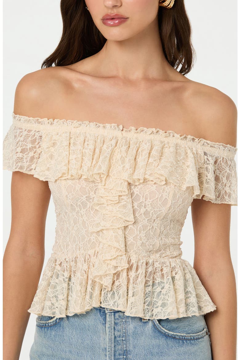 ASTR the Label Off the Shoulder Lace Peplum Top (Women