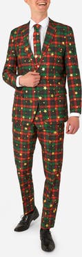 OppoSuits Tartan Tidings Slim Fit Plaid Two-Piece Suit & Tie Set