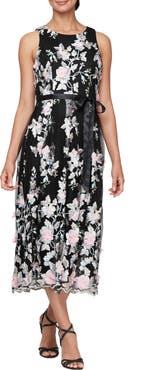 Alex Evenings Embroidered Floral Cocktail Midi Dress