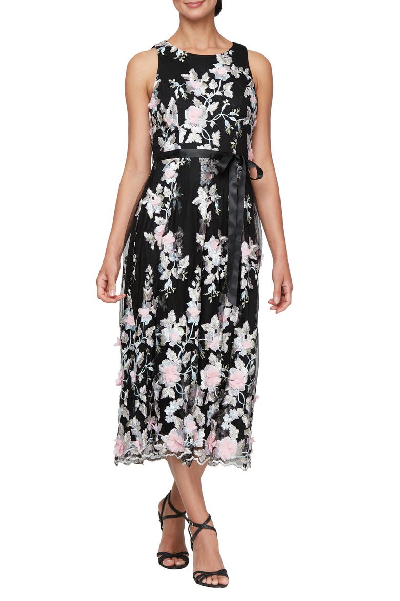 Embroidered Floral Cocktail Midi Dress video