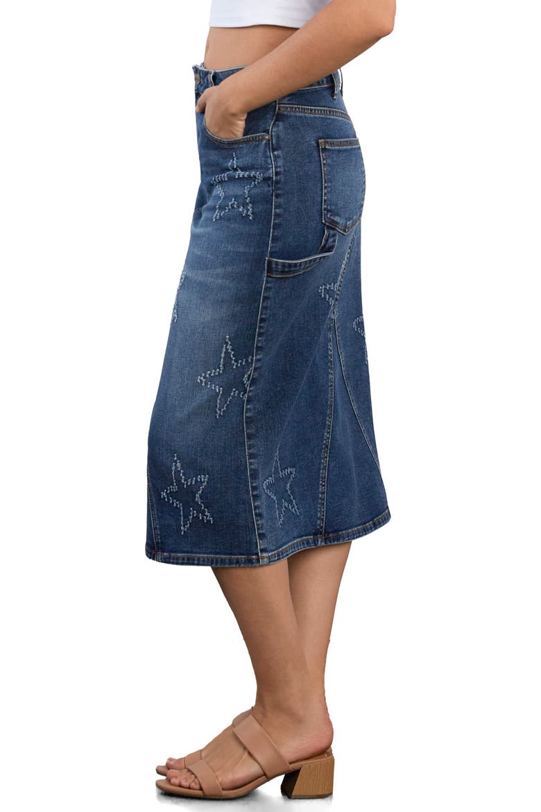 Star Denim Skirt, Alternate, color, SIDEWALK DENIM