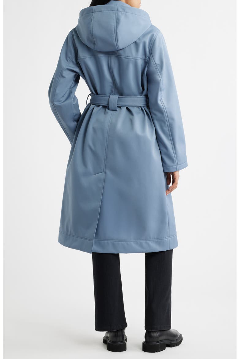 Belted Hooded Raincoat, Alternate, color, FLINT STONE