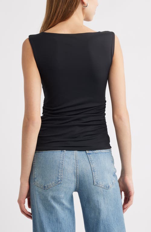 Open Edit Boat Neck Sleeveless Top In Black