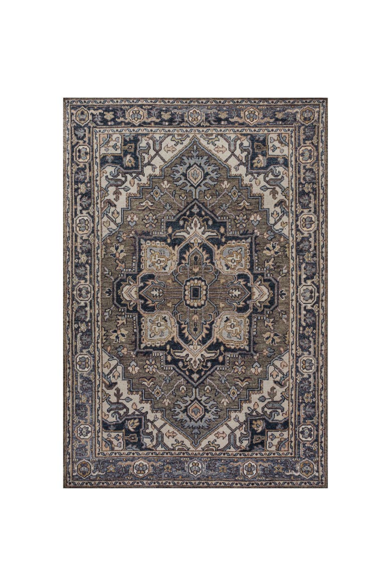 Cirali Ornate Large Medallion Machine-Washable Area Rug, Alternate, color, Green/Navy/Cream