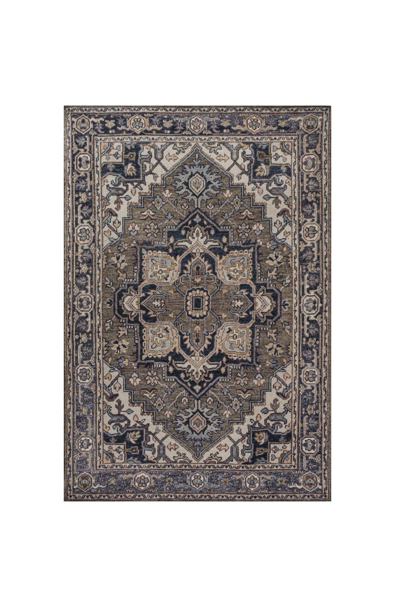 JONATHAN Y Cirali Ornate Large Medallion Machine-Washable Area Rug, Alternate, color, Green/Navy/Cream