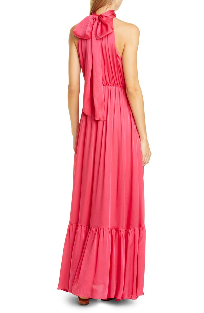 Zimmermann Halter Bow Silk Maxi Dress, Alternate, color,