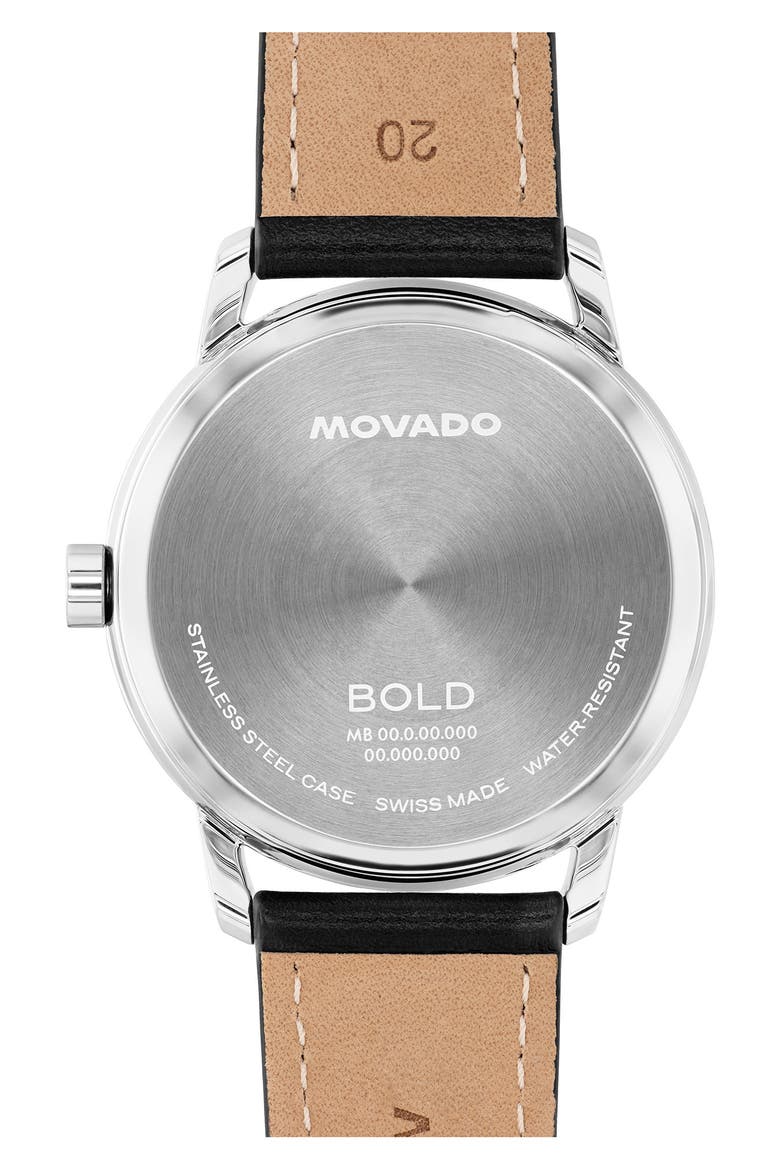 Bold Echo Leather Strap Watch, 40mm, Alternate, color, BLUE