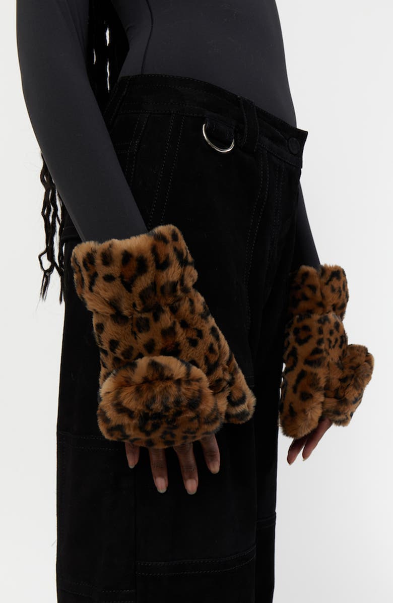 Apparis Coco Faux Fur Mittens, Alternate, color, 
