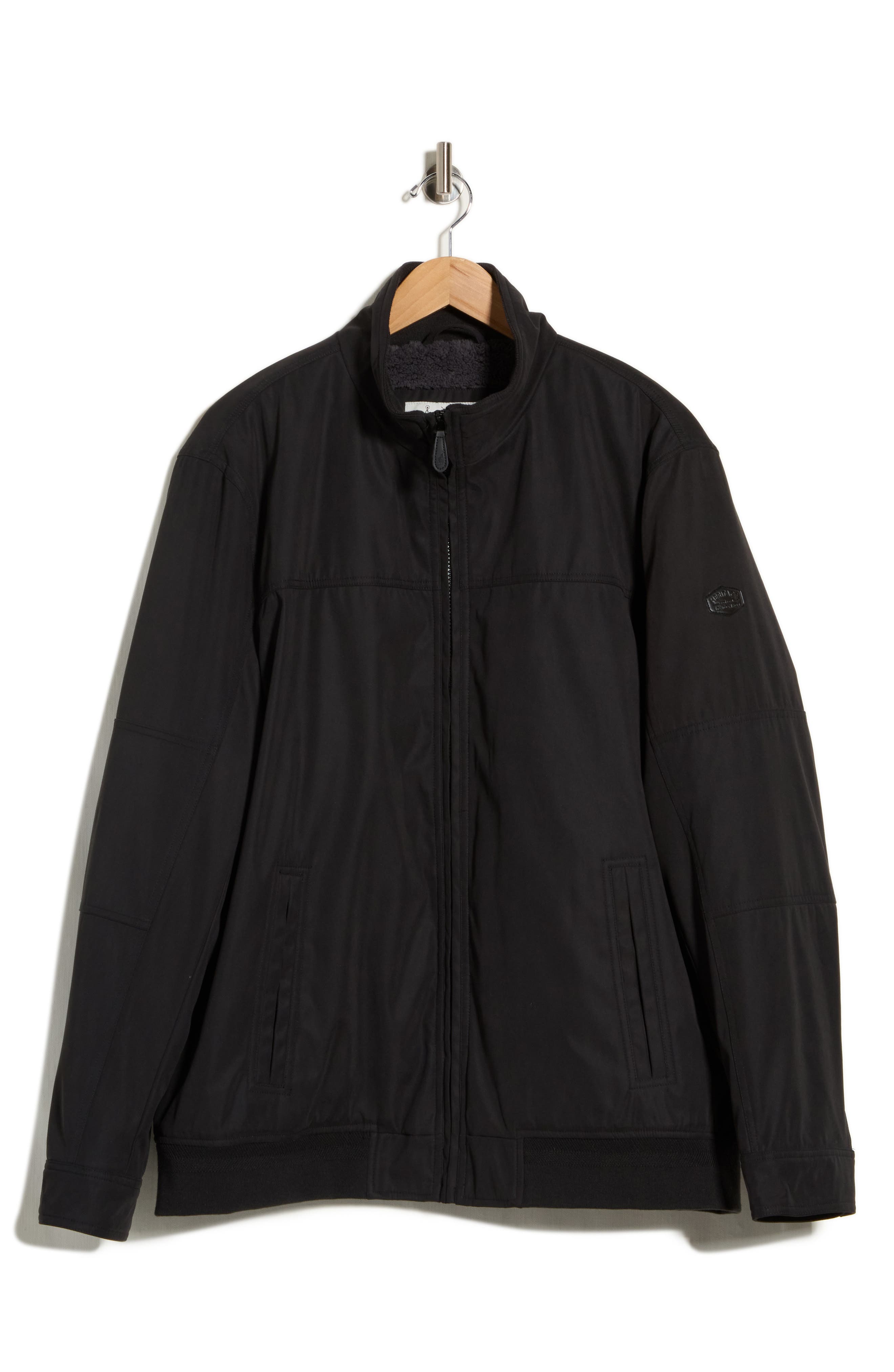 Faux Shearling Lined Microfiber Jacket