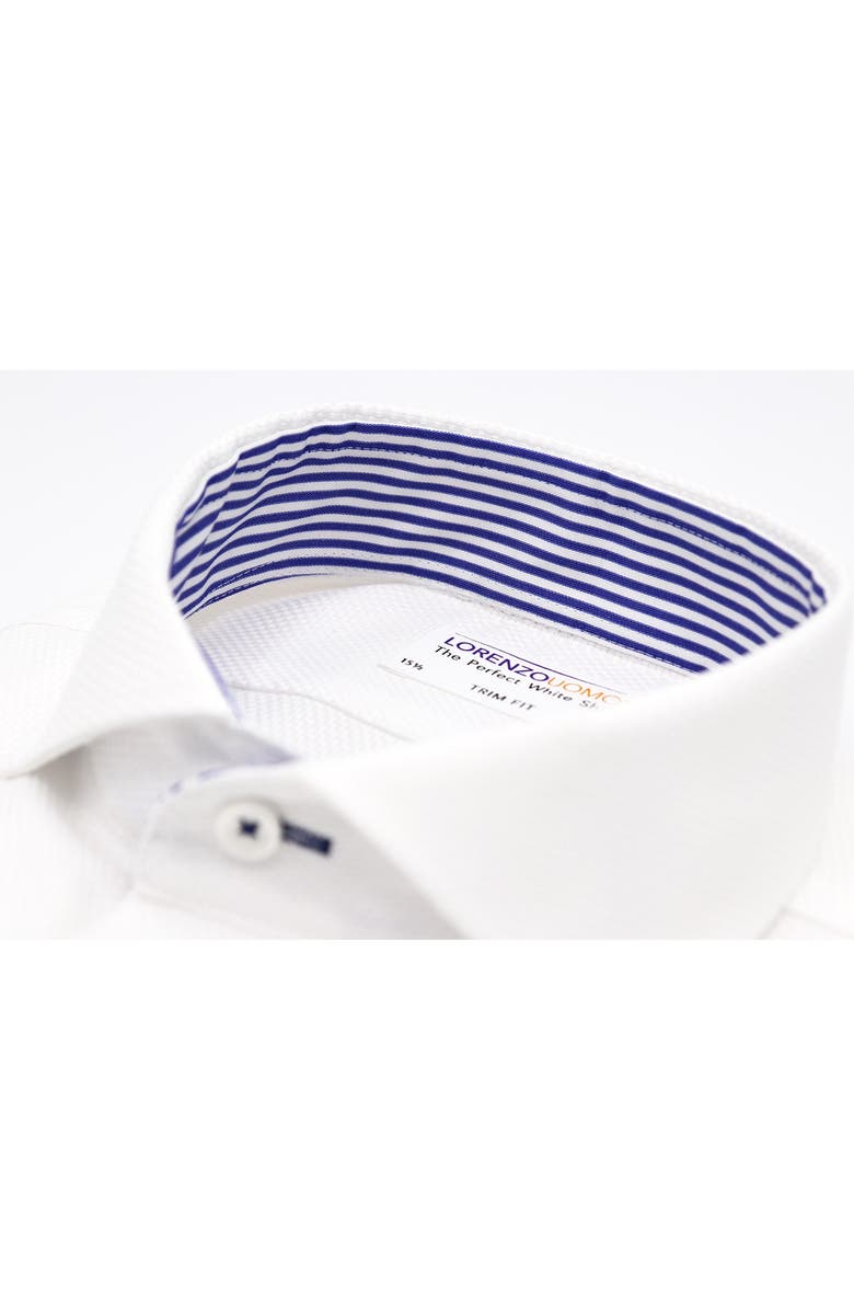 Lorenzo Uomo Textured Solid Non-Iron Trim Fit Dress Shirt, Alternate, color, White