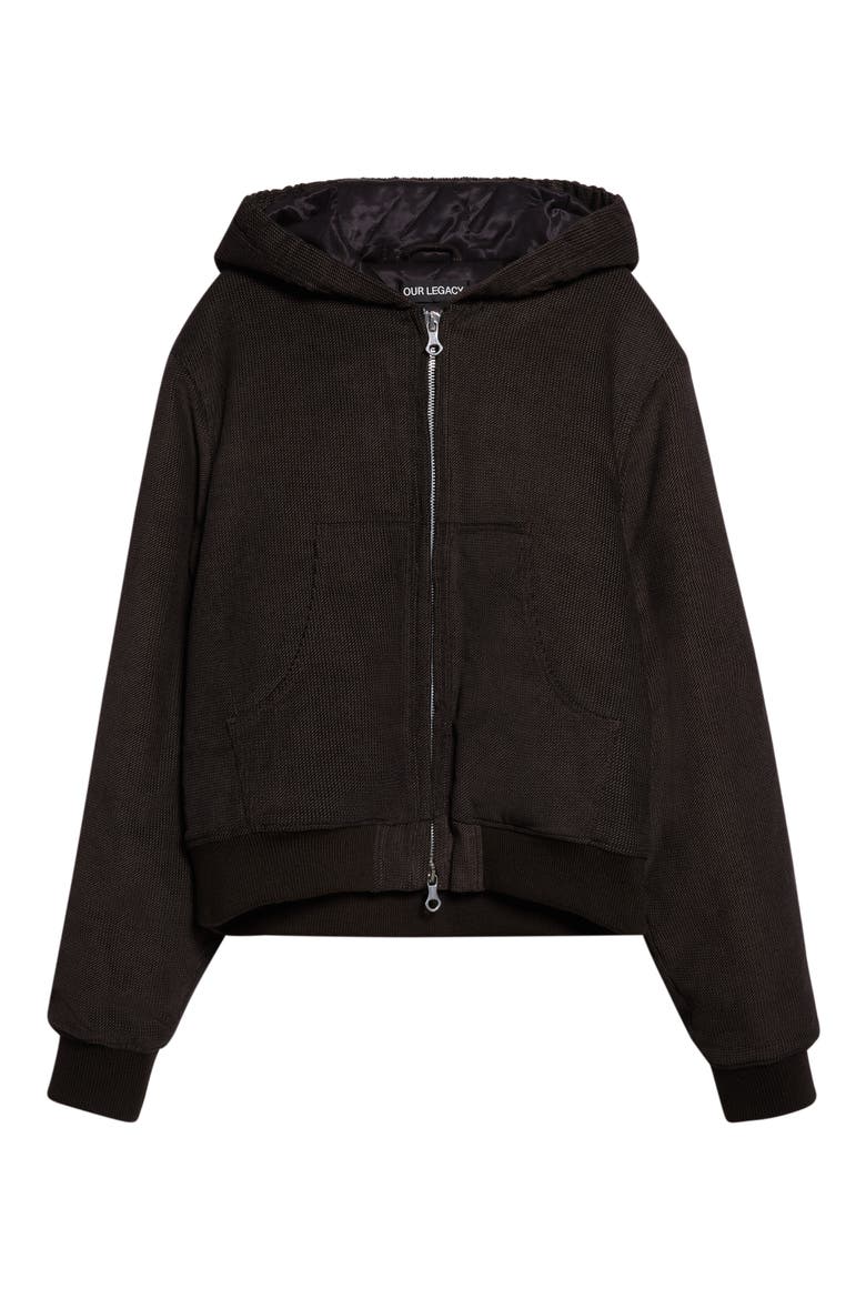 Bank Corded Twill Hooded Bomber Jacket, Alternate, color, DARK BROWN TWILL CORD