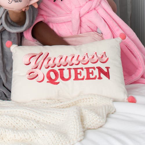 Totalee Gift Yaaassss Queen Lumbar Velvet Pillow Polyester Pink In Pink
