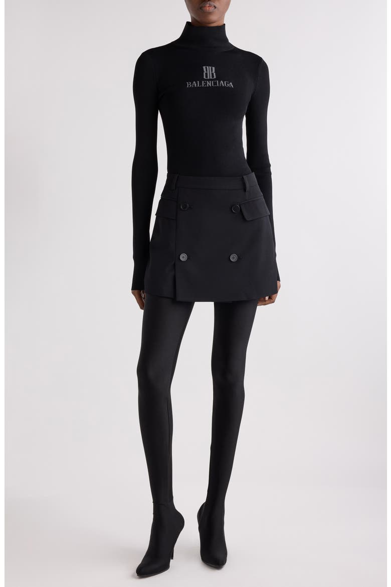 Tailored Twill Miniskirt, Alternate, color, 1000 BLACK